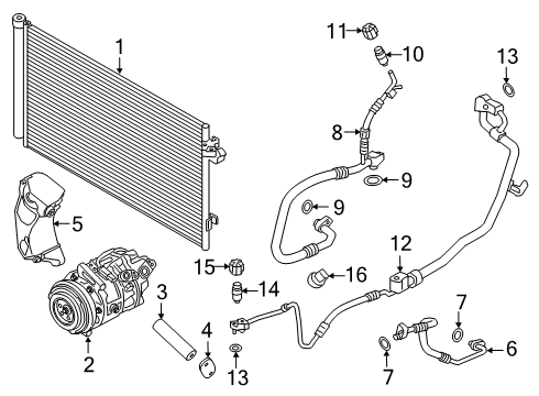 2021 BMW X7 Suction Pipe Evaporator-Compressor Diagram for 64539890401