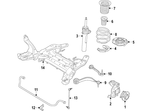 2024 BMW 330e Left Front Spring Strut Diagram for 31316887355