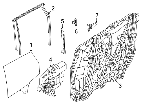 2025 BMW X3 Left Rear Door Window Guide Diagram for 51355A31997