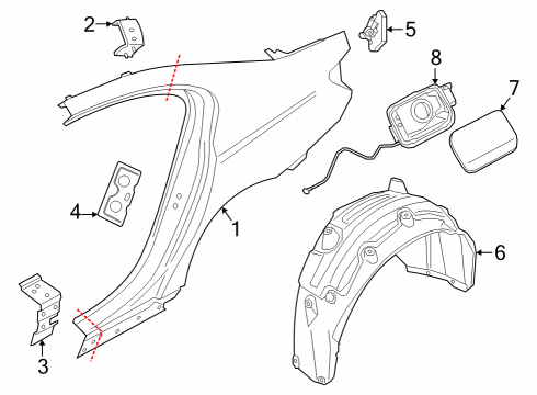 2023 BMW 740i COVER, WHEEL HOUSING, REAR R Diagram for 51719498284