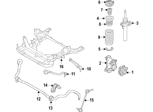 2023 BMW X3 M Front Right Spring Strut Diagram for 31316871782