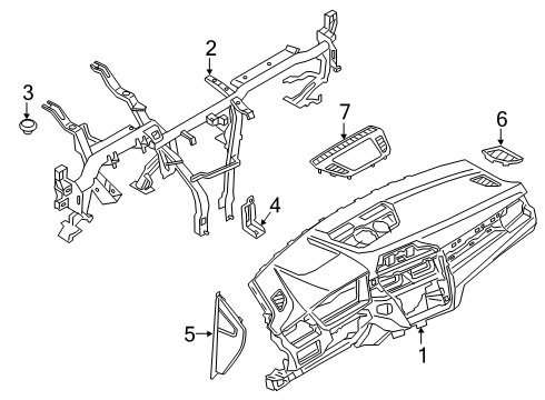 2022 BMW X1 DASHB.HUD / ORNM.SEAM BROWN Diagram for 51456834893