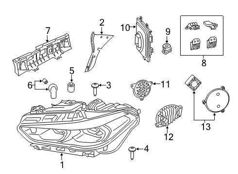 2021 BMW X5 M HEADLIGHT, LASER LIGHT, RIGH Diagram for 63115A55AB2