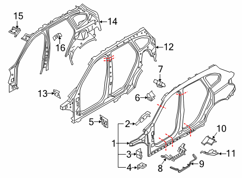 2024 BMW X1 SHAPED PART F.C-PILLAR INNER Diagram for 41009479365