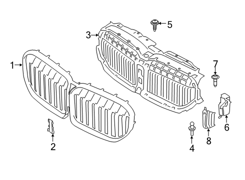 2022 BMW 740i xDrive Upper Air Flaps Diagram for 51135A21AA0
