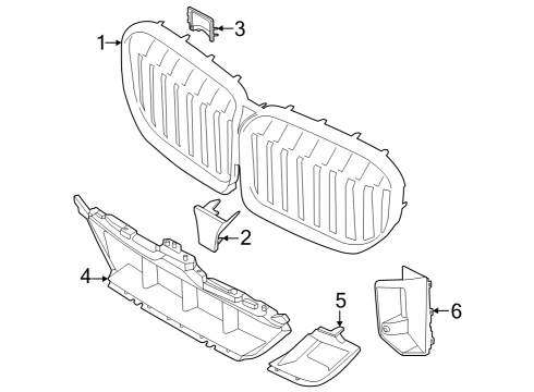 2023 BMW 760i xDrive Front Ornamental Grille Diagram for 51135A013D9