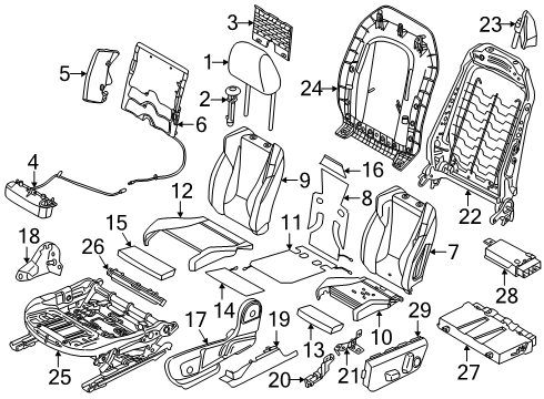 2024 BMW X1 FOAM PART, SPORT BACKREST, R Diagram for 52109493412