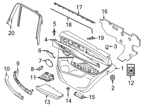 2022 BMW X3 M TRIM DOOR FINE WOOD RIGHT RE Diagram for 51425B4C916