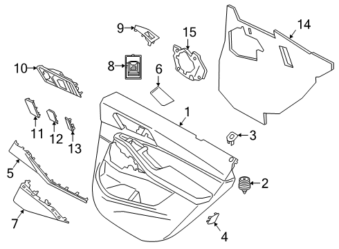 2023 BMW X7 Rear Door Trim Panel Left Diagram for 51425A61FB7