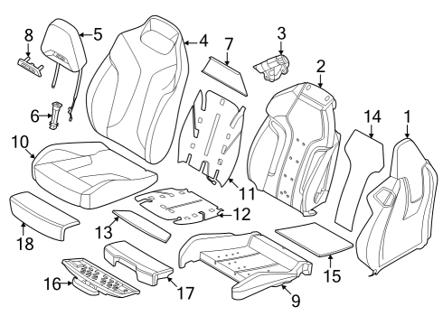 2025 BMW 840i xDrive Gran Coupe BEZUG SPORTSITZ LEDER Diagram for 52108088322