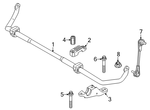 2021 BMW 530e Stabilizer Front With Rubber Diagram for 31306873467