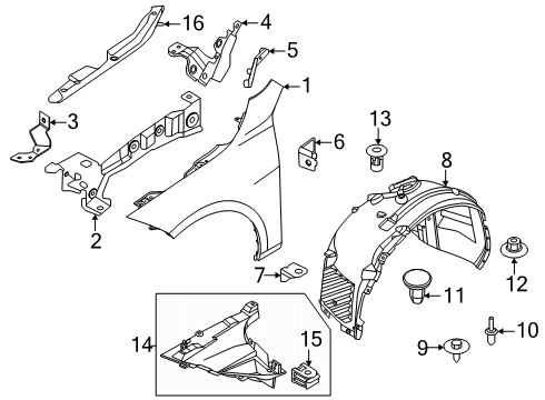 2025 BMW 228 xDrive Gran Coupe WHEEL ARCH COVER LEFT FRONT Diagram for 51719629835