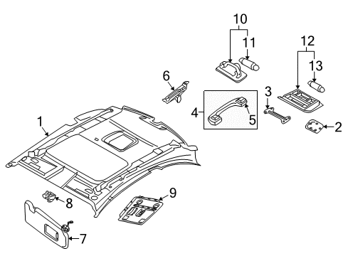 Sun Visor Bracket Diagram for 51162997420
