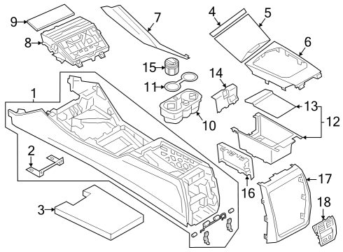 2025 BMW M4 COVER, CUP HOLDER, ALU, POLI Diagram for 51165A68470