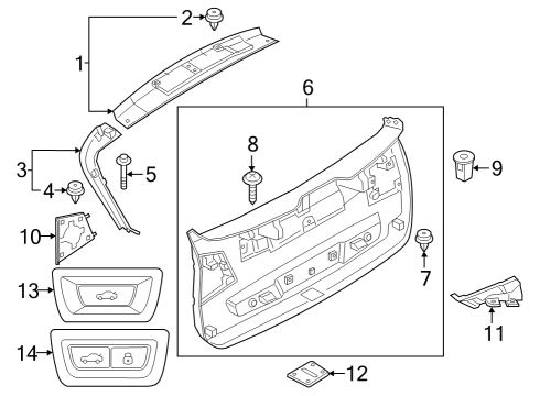2024 BMW X1 TAILGATE TRIM PANEL OUTER RI Diagram for 51499450522