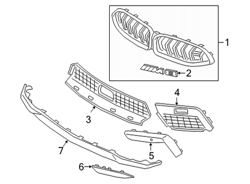 2025 BMW M8 Grill Front Diagram for 51135B3AE24