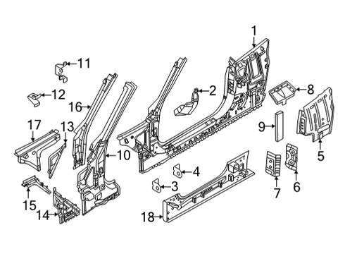 2022 BMW 430i SIDE PANEL BRACKET, FRONT RI Diagram for 41009449460