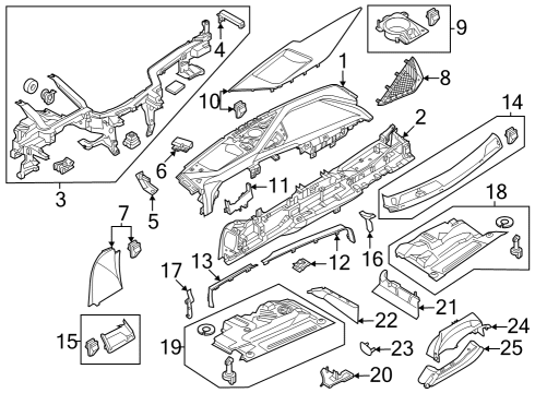 2023 BMW 740i TRIM INST.PANEL OAK GRAY FRO Diagram for 51459628429