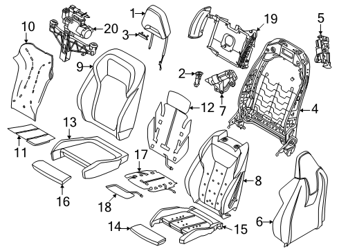 2023 BMW M2 Wiring Set Seat Right Diagram for 61125A0BA06