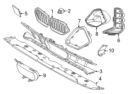 2025 BMW X6 Grille & Components Diagram 2