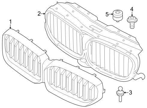 2021 BMW M550i xDrive Grill Front Diagram for 51125A0DFB4