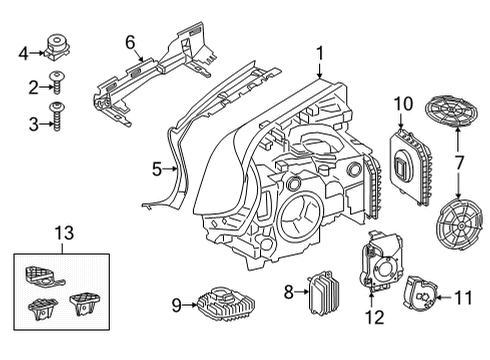 2022 BMW 530e CONTROL UNIT FOR FRONT LIGHT Diagram for 63119850445