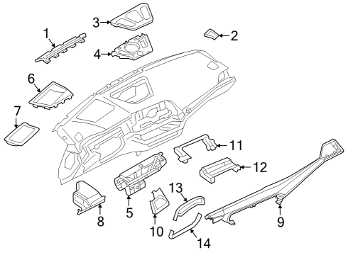 2022 BMW i4 DASHBOARD TRIM, ASH, GRAY-BR Diagram for 51459623080