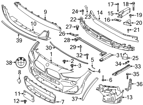 2023 BMW X2 BUMPER TRIM FRONT PRIMED Diagram for 51118089925