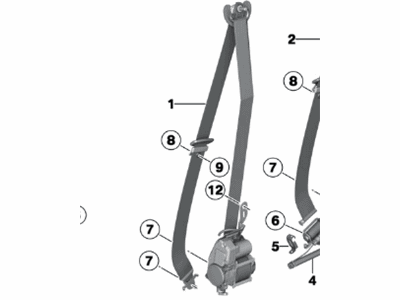 BMW 72117382372 Front Upper Right Seat Belt