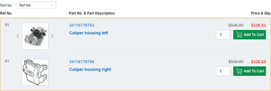 How do I locate a part from the category I've selected?