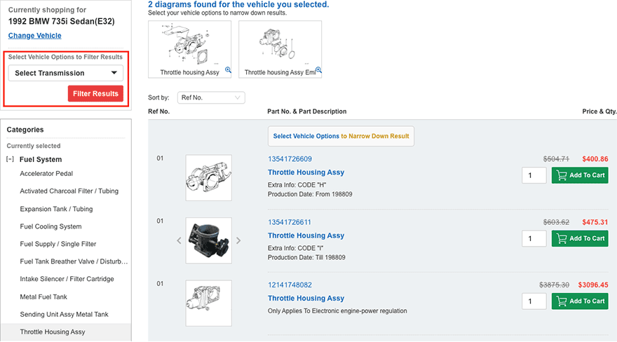 The part I'm looking for has multiple listings, what do I do?
